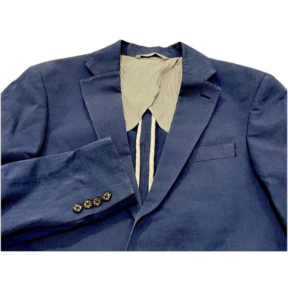 Todd Snyder Blue Linen Cotton Sport Coat Blazer Jacket 38R Made In Canada EUC - Picture 2 of 10